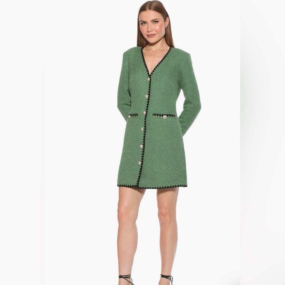 Alexia Admor Zayla Long Sleeve Button Front Tweed Dress size 4